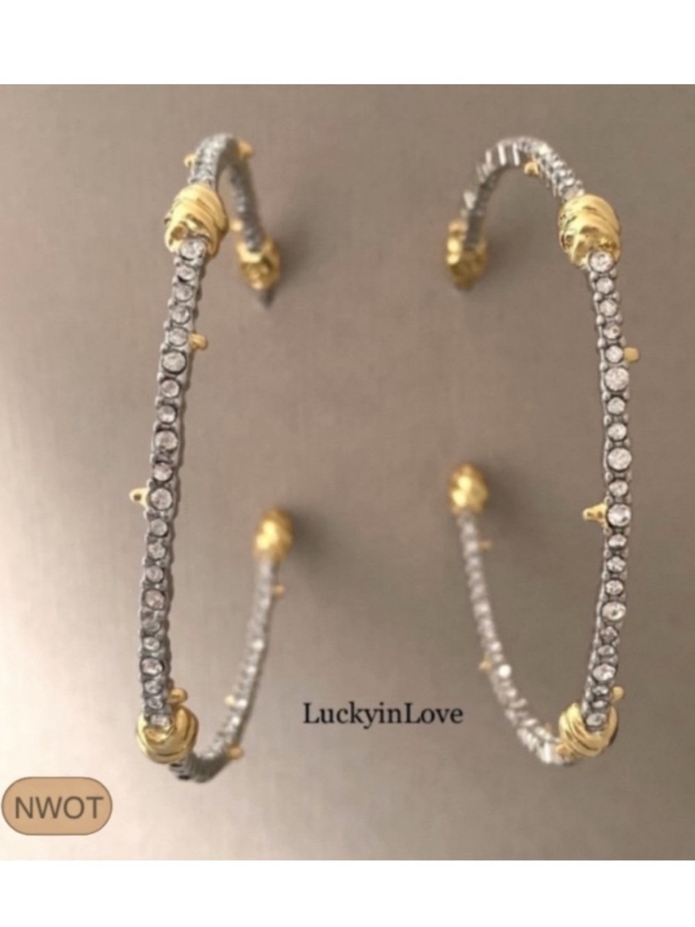 ALEXIS BITTAR • Silver Hoops Gold Knotted Crystal Post Lightweight Earrings